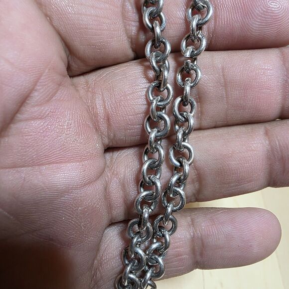 Sterling Silver 925 Rolo Link Chain 14 Inches Long Weighs 24 Grams Lobster Clasp - Picture 3 of 5